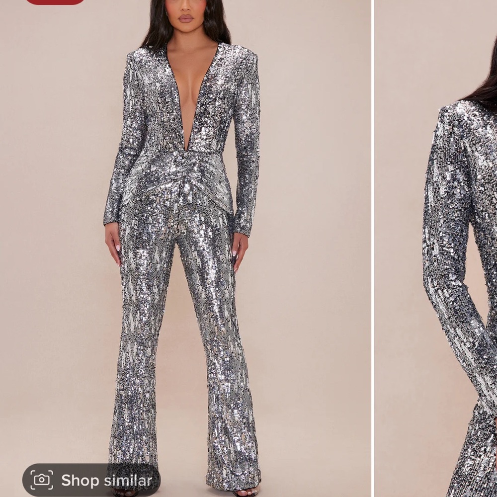 Brand New Fashionova Sequin Jumpsuit Black medium